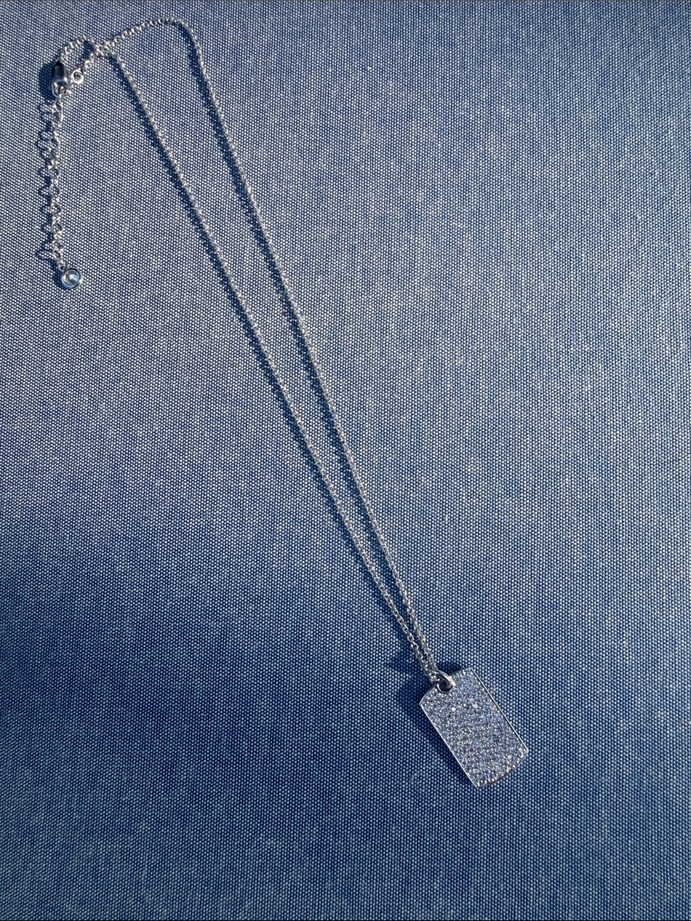 Sterling Silver Pave Dog Tag Necklace - Picture 4 of 5